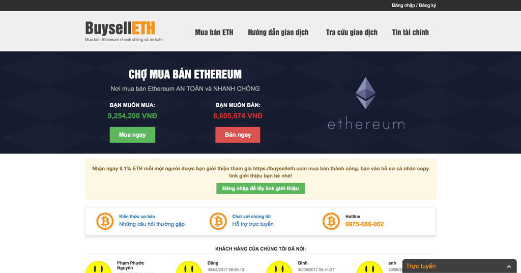 Sàn mua bán Ethereum Buyselleth