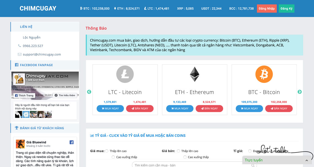 Mua bán Ethereum trên sàn Chimcugay.com